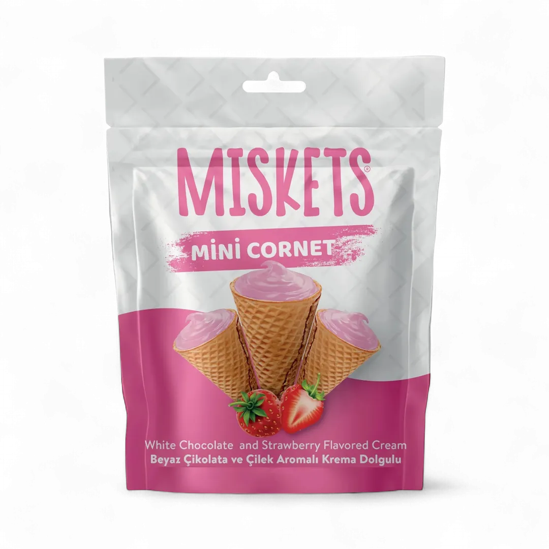 Milky Chocolate Strawberry Mini Cones  - 6 Units in 1 Case