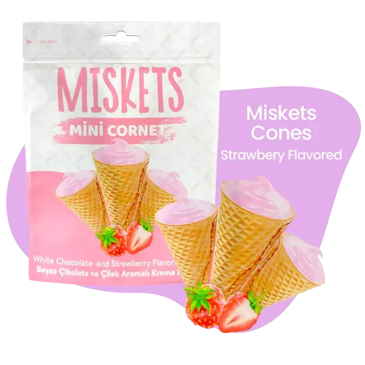 Milky Chocolate Strawberry Mini Cones  - 6 Units in 1 Case