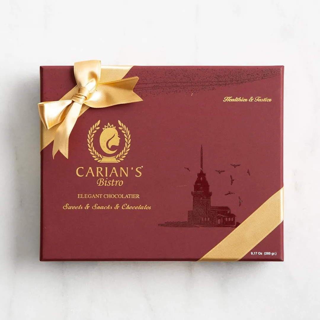 Viral Dubai Chocolate Gift Box with Gold Ribbon Wrapped