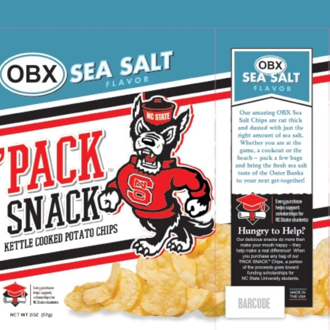 Pack Snack! NC State - Sea Salt - 2 oz Case(20 Bags)