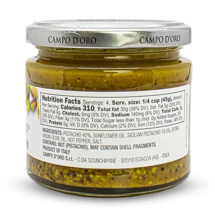 Campo D'Oro Pistachio Pesto w/Sicilian Pistachios 180g(6.3o)