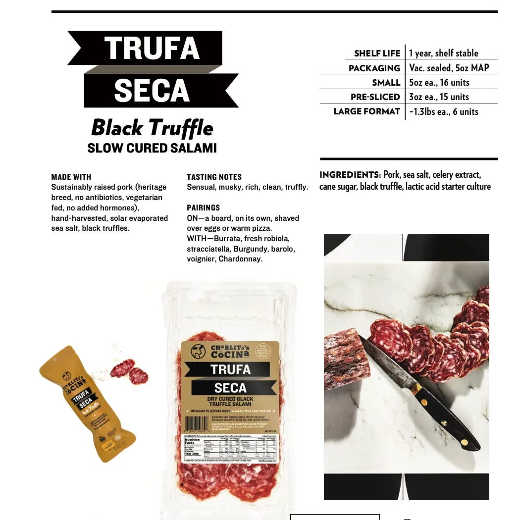 Trufa Seca - Slow Cured Black Truffle Salami Pre-Sliced
