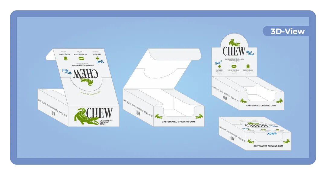 Chew Gum - Mint Flavored Caffeine Gum