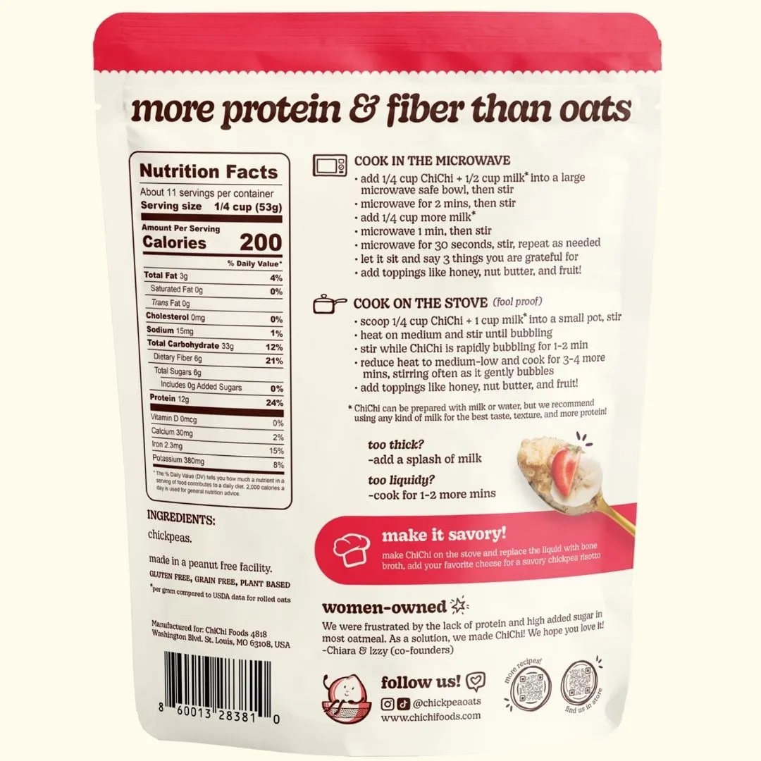 ChiChi Original Protein Hot Cereal 20oz | GF, no added sugar