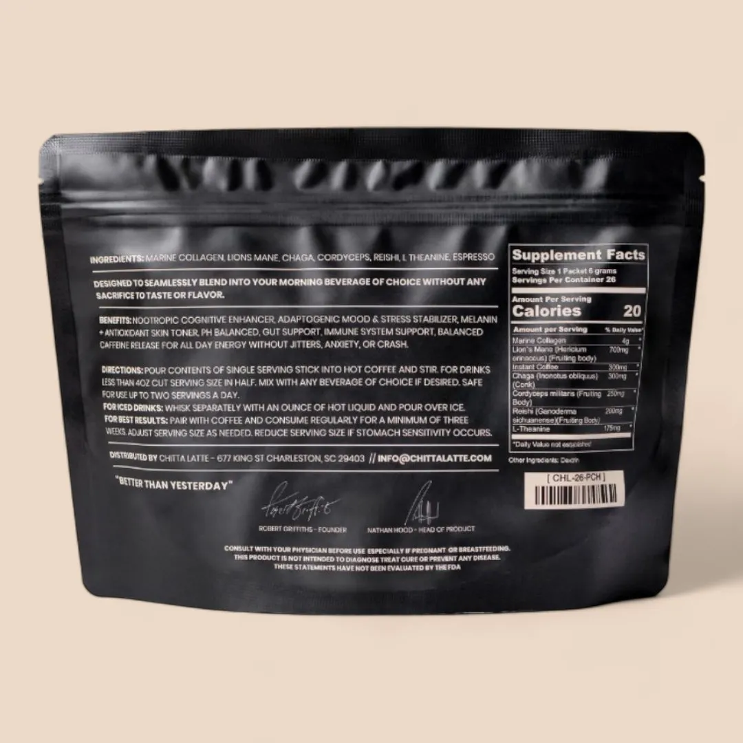 Chitta Latte – Mushroom and Collagen Coffee Enhancer (26pk)