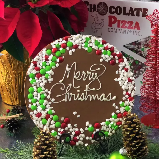 Chocolate Pizza - Merry Christmas, Snowflake border