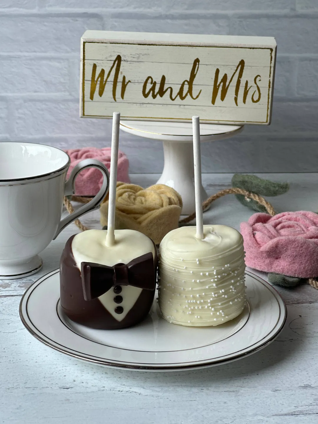 Chocolate Covered Marshmallow Bride and Groom
