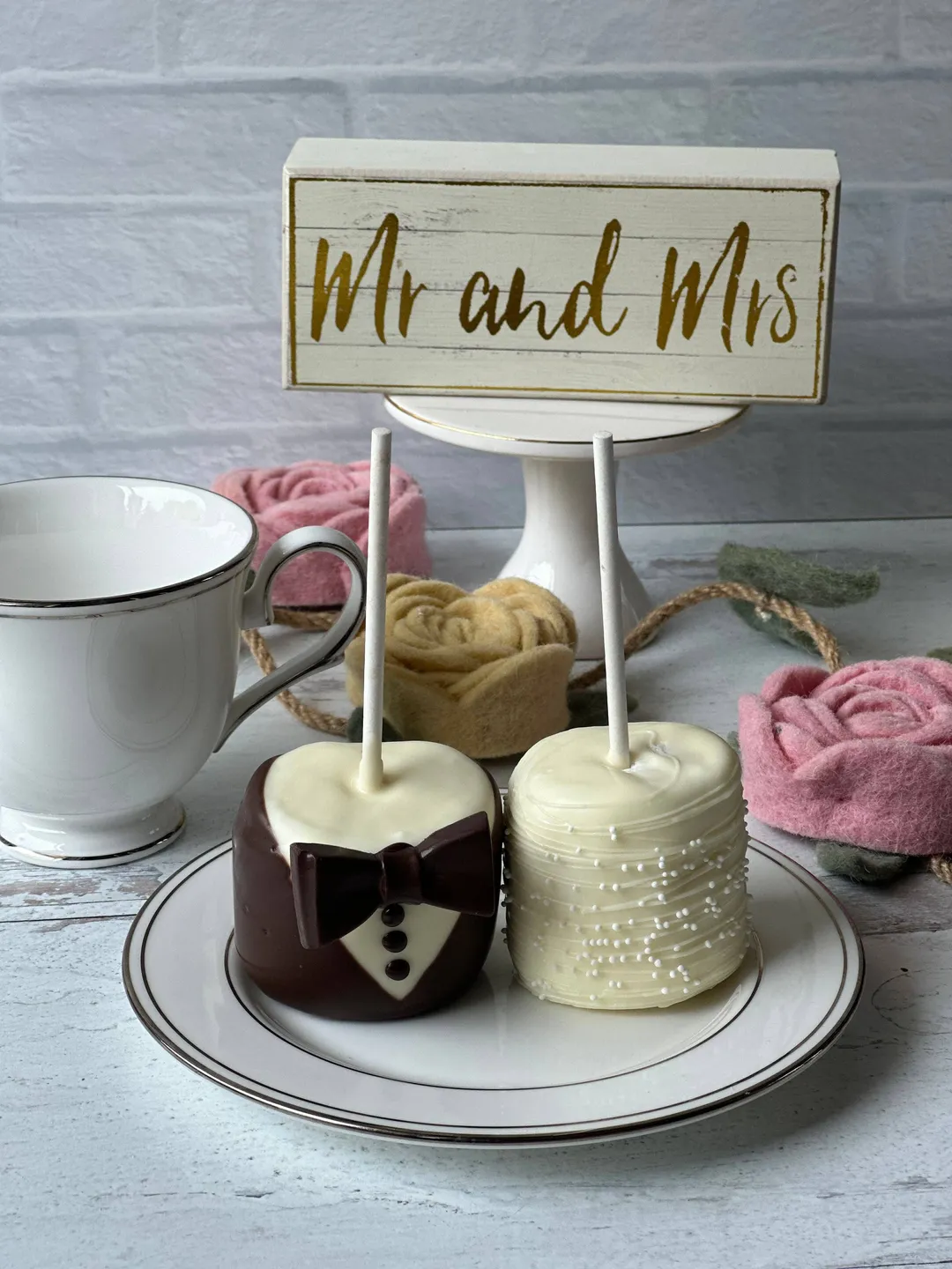 Chocolate Covered Marshmallow Bride and Groom