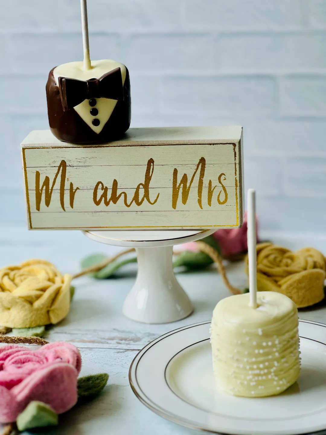Chocolate Covered Marshmallow Bride and Groom