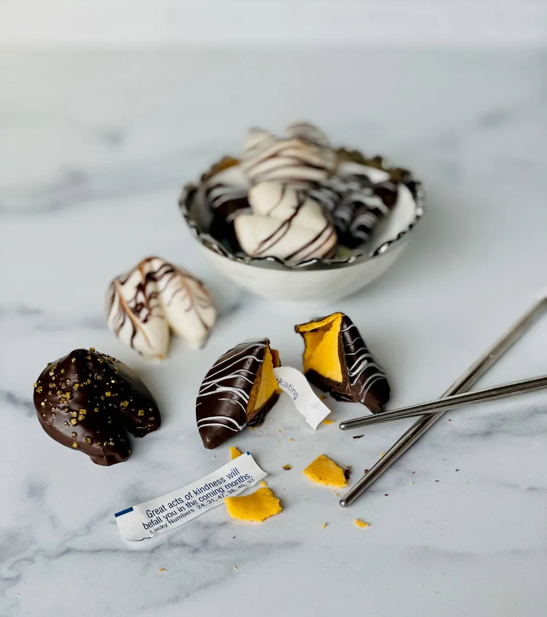 Chocolate Dipped Fortune Cookies