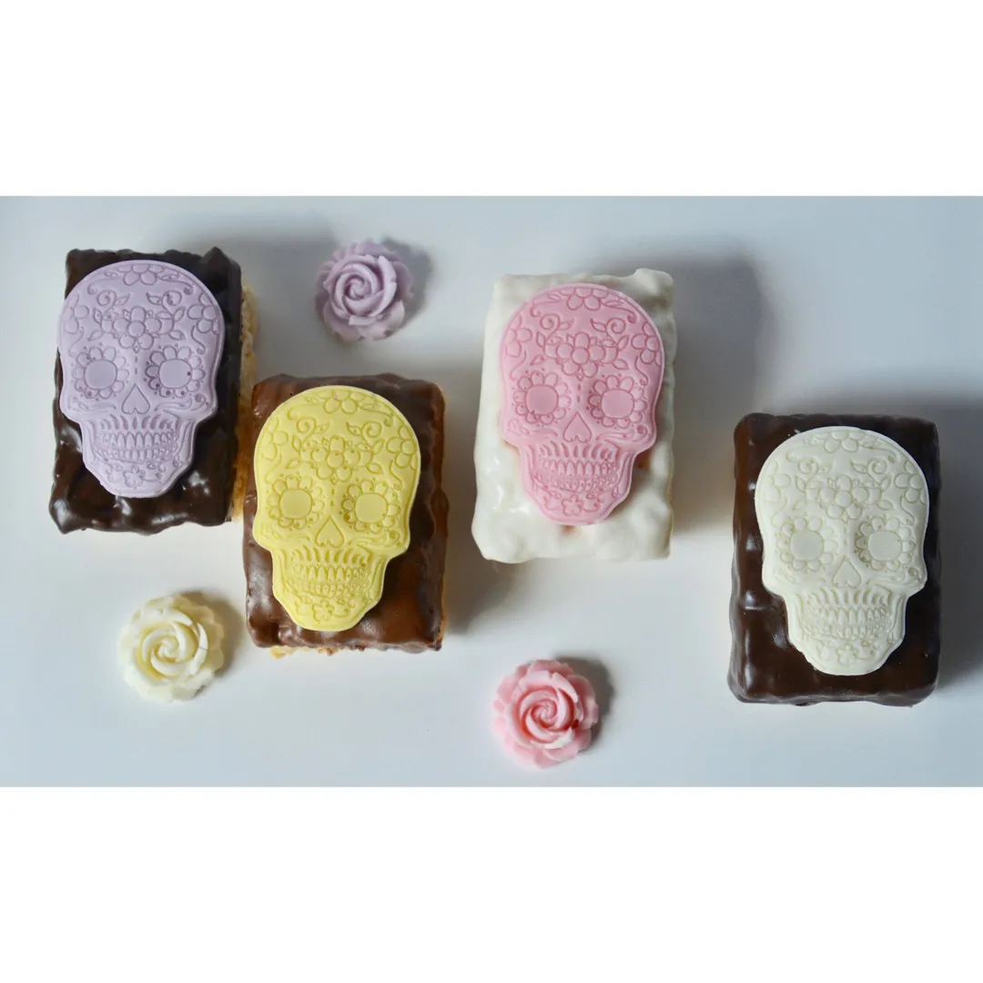Day of the Dead Chocolate Dipped Rice Krispie Treats 