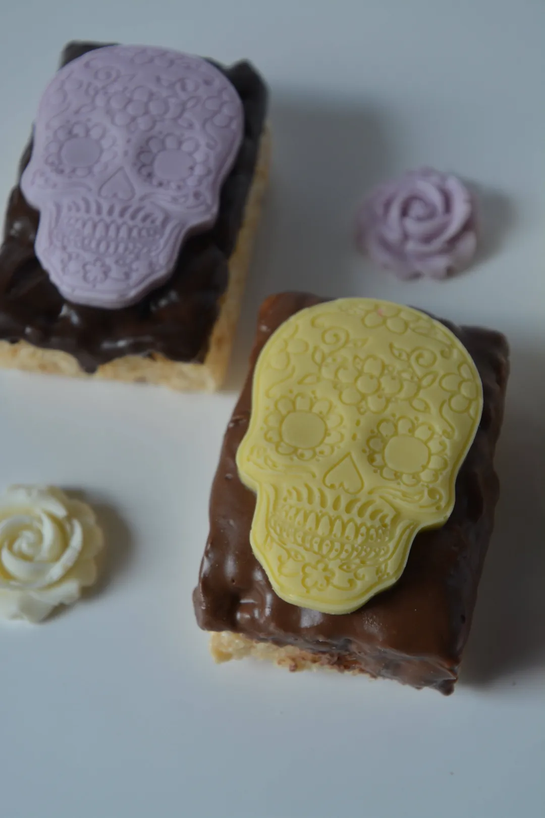 Day of the Dead Chocolate Dipped Rice Krispie Treats 