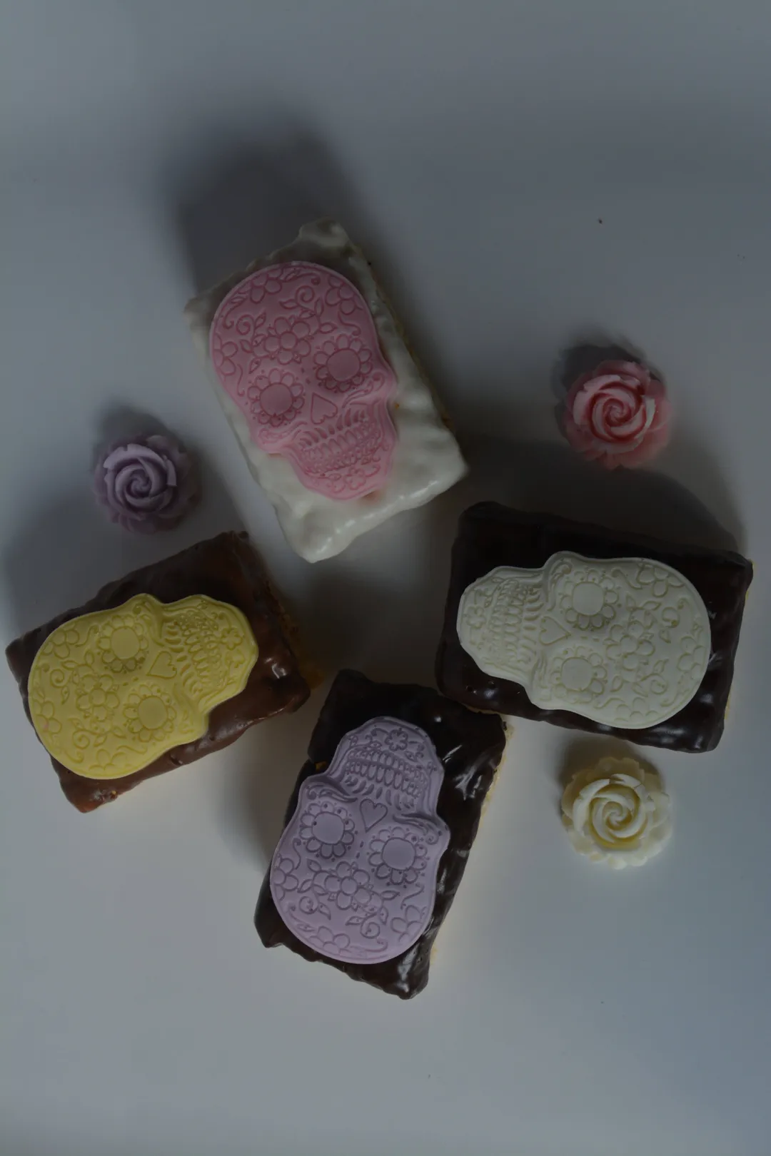 Day of the Dead Chocolate Dipped Rice Krispie Treats 