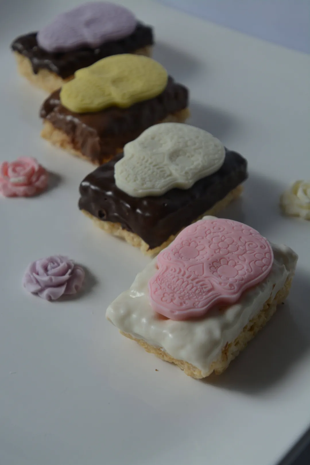 Day of the Dead Chocolate Dipped Rice Krispie Treats 