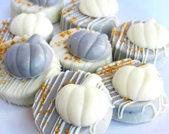 Fall Themed Chocolate Covered Oreo with Small Pumpkin