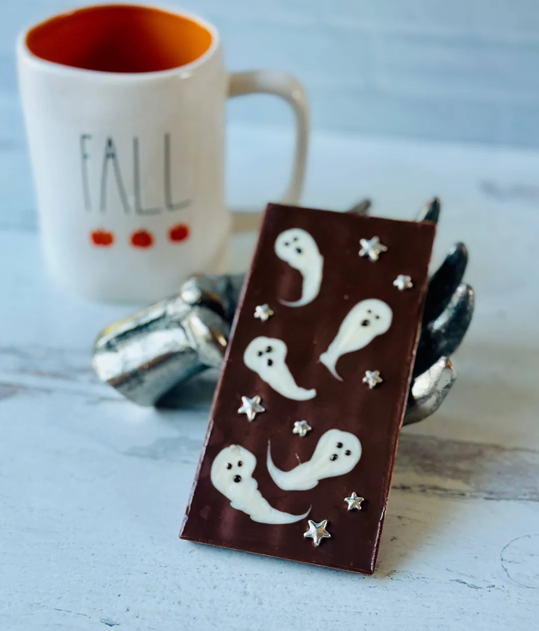 Ghost Themed Chocolate Bark