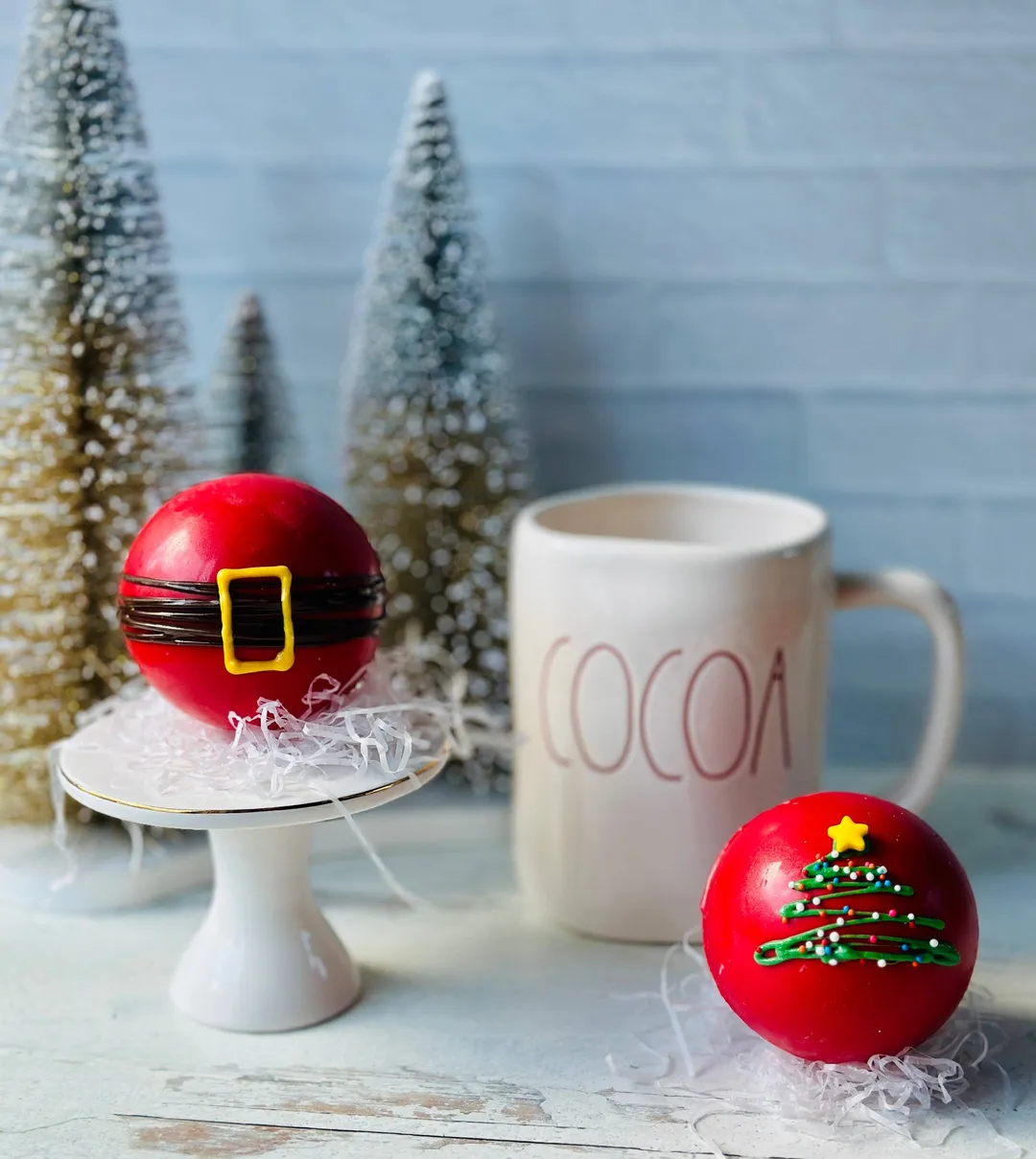 Santa Themed Cocoa Bombs