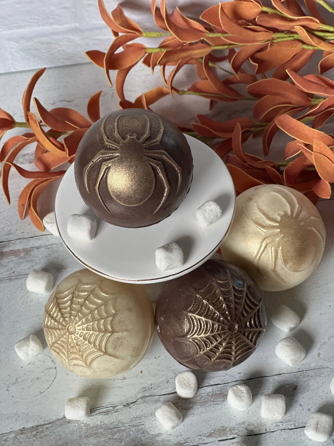 Spider Themed Designer Hot Cocoa Bombs 