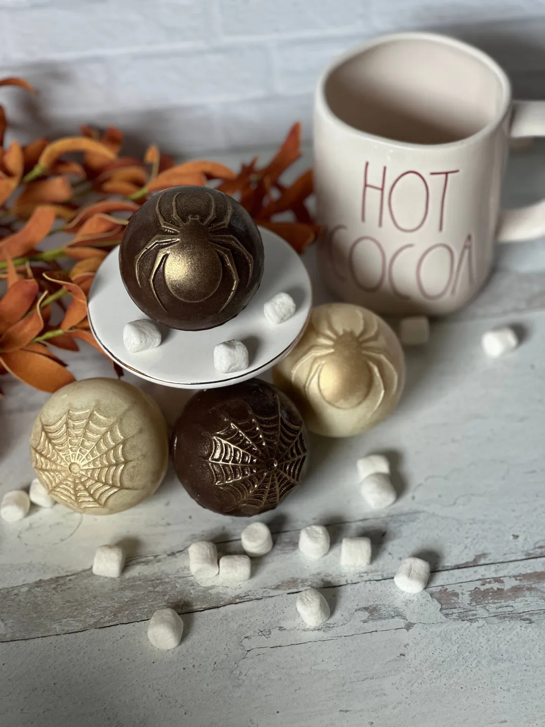Spider Themed Designer Hot Cocoa Bombs 