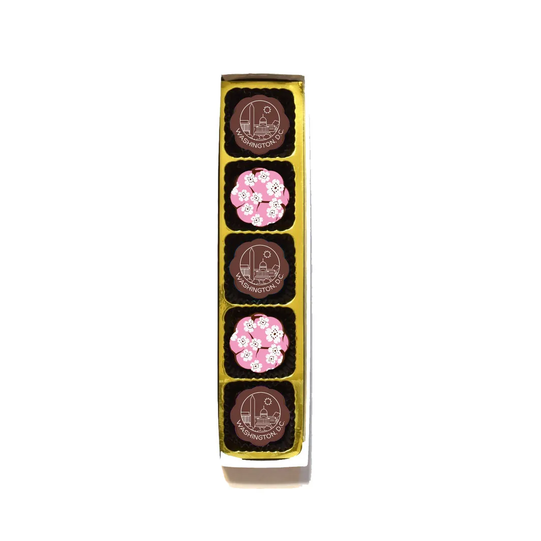 Washington DC Skyline and Cherry Blossom Chocolate Covered Caramels