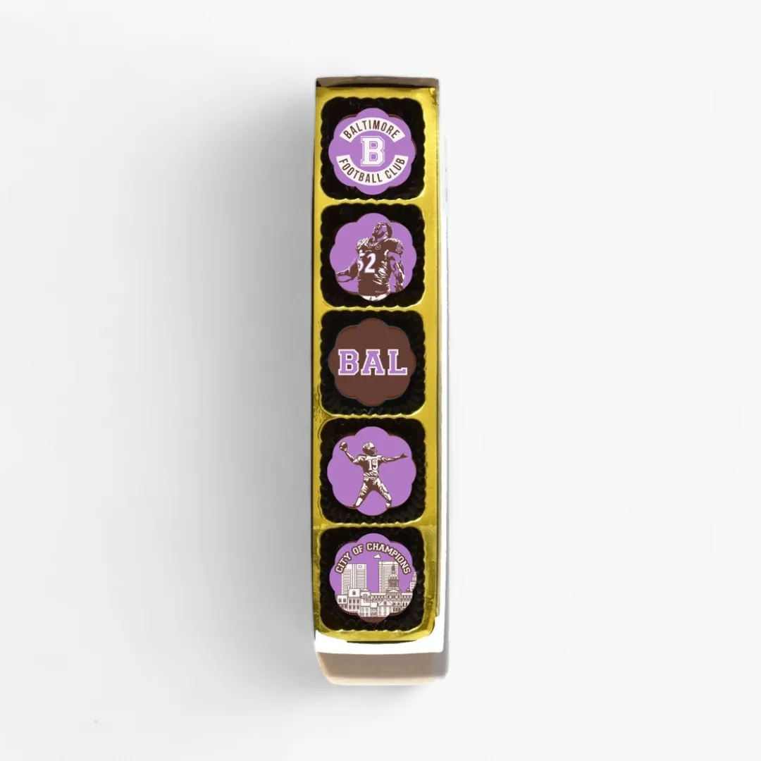 Baltimore Football Fan Club Chocolate Covered Caramels (Box of 5)