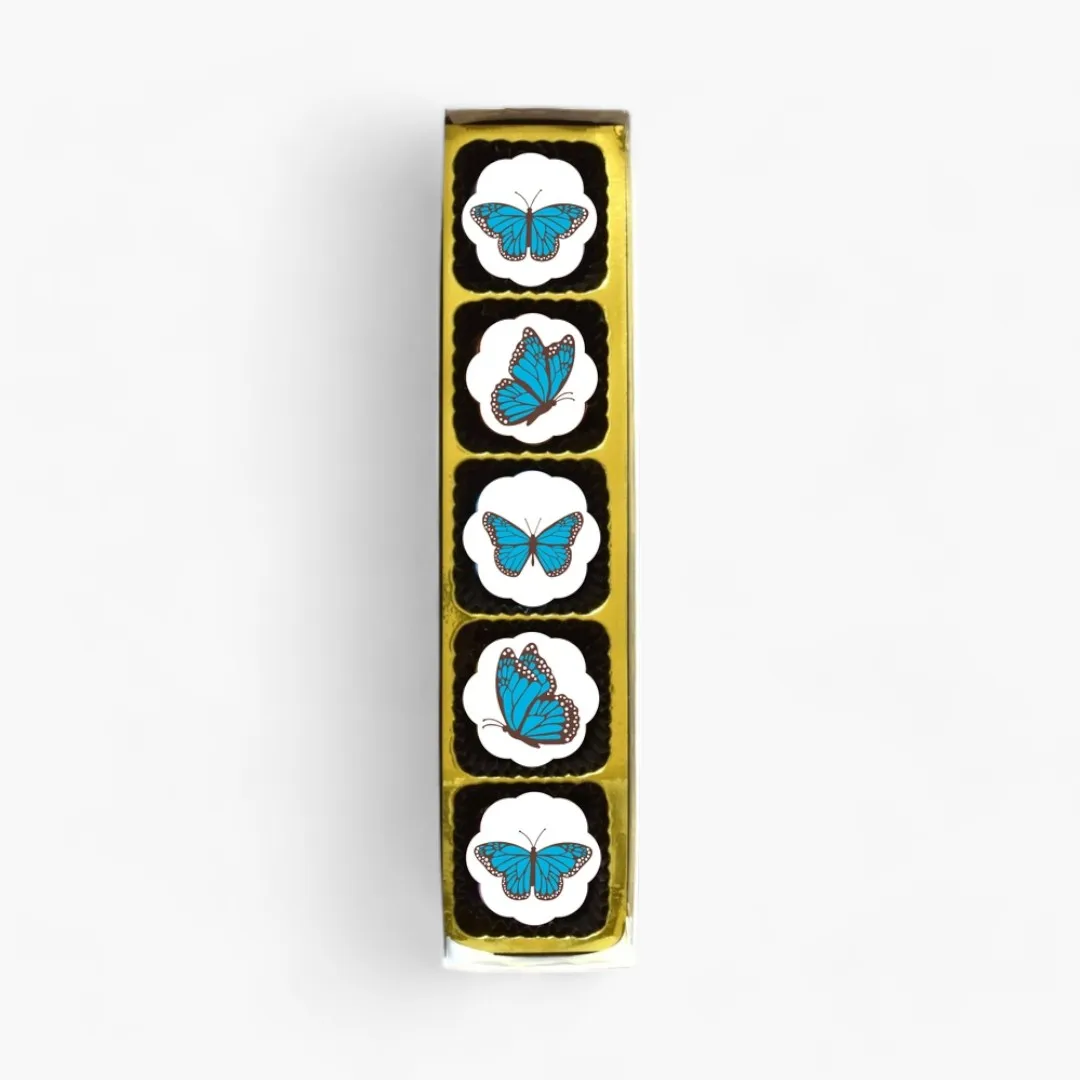 Blue Butterfly Chocolate Covered Caramels (Box of 5)