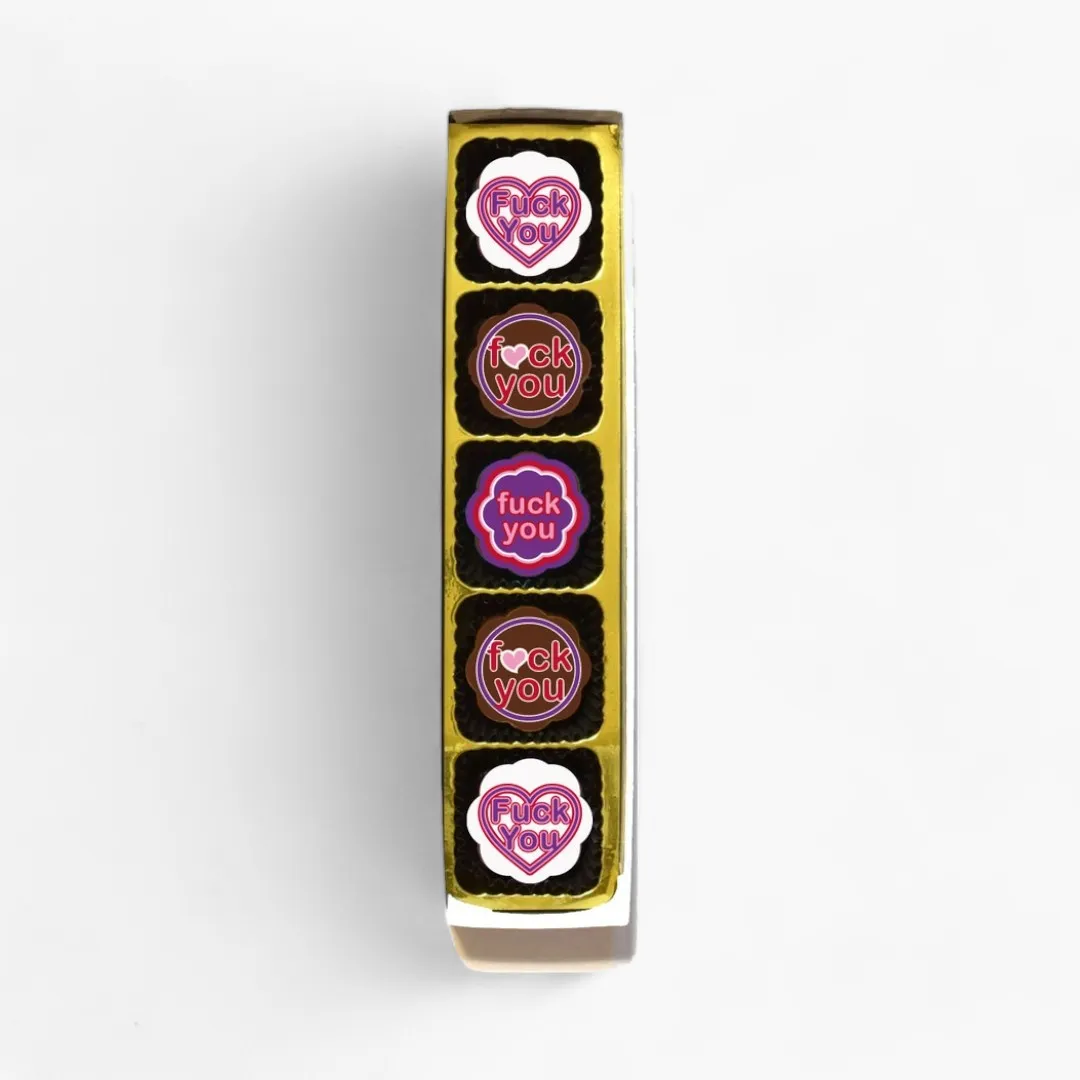 Funny Valentine's Day Chocolate Covered Caramels - Eff You (Box of 5)