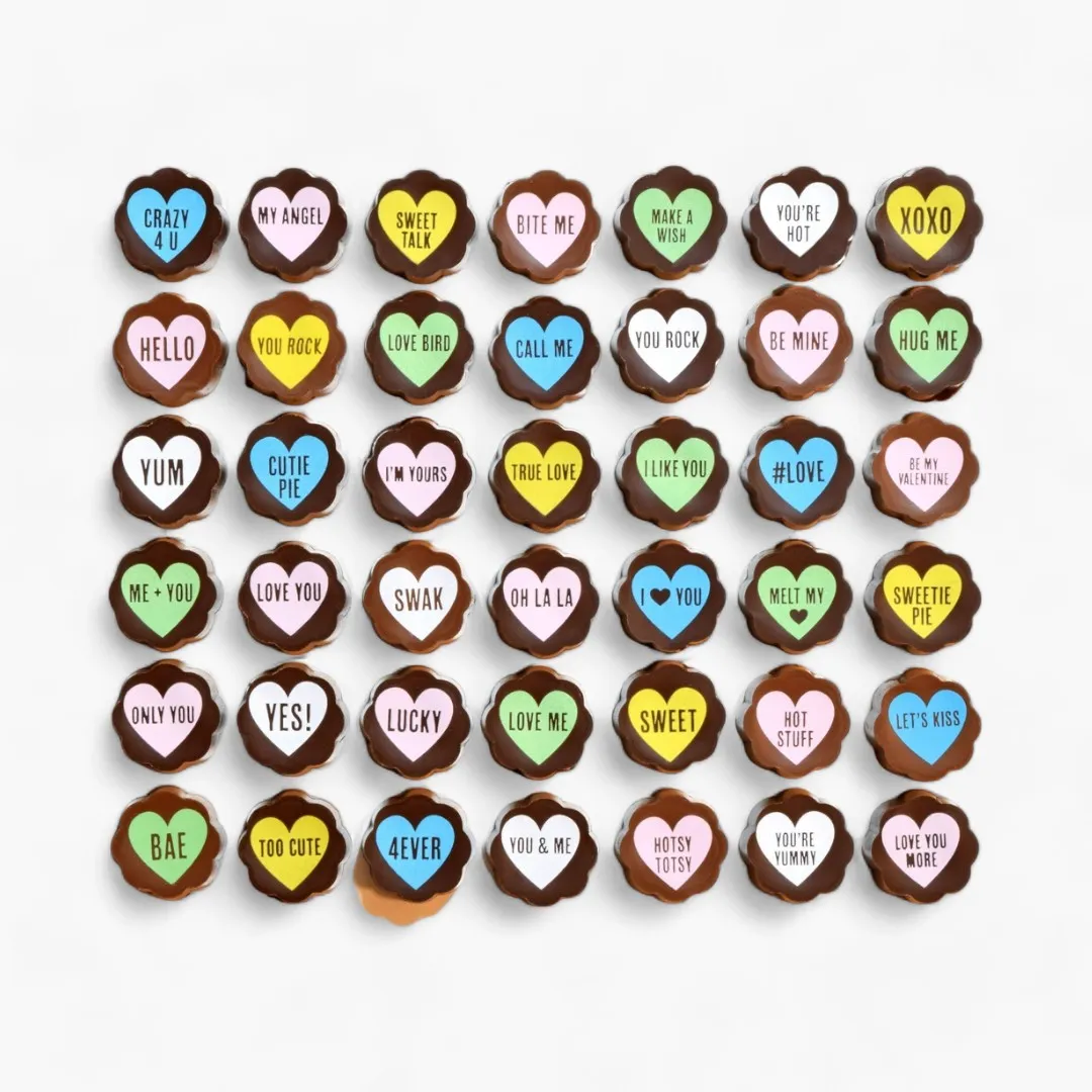 Valentine Sayings Hearts Chocolate Covered Caramels 9 Pieces
