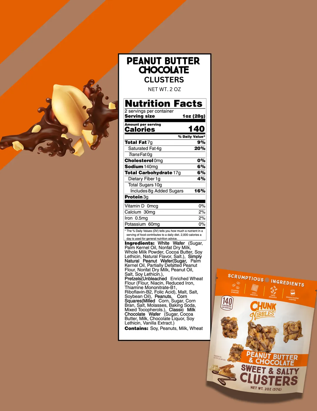 Mixed 4 Flavor Case Chunk Nibbles 2oz Snack Pack