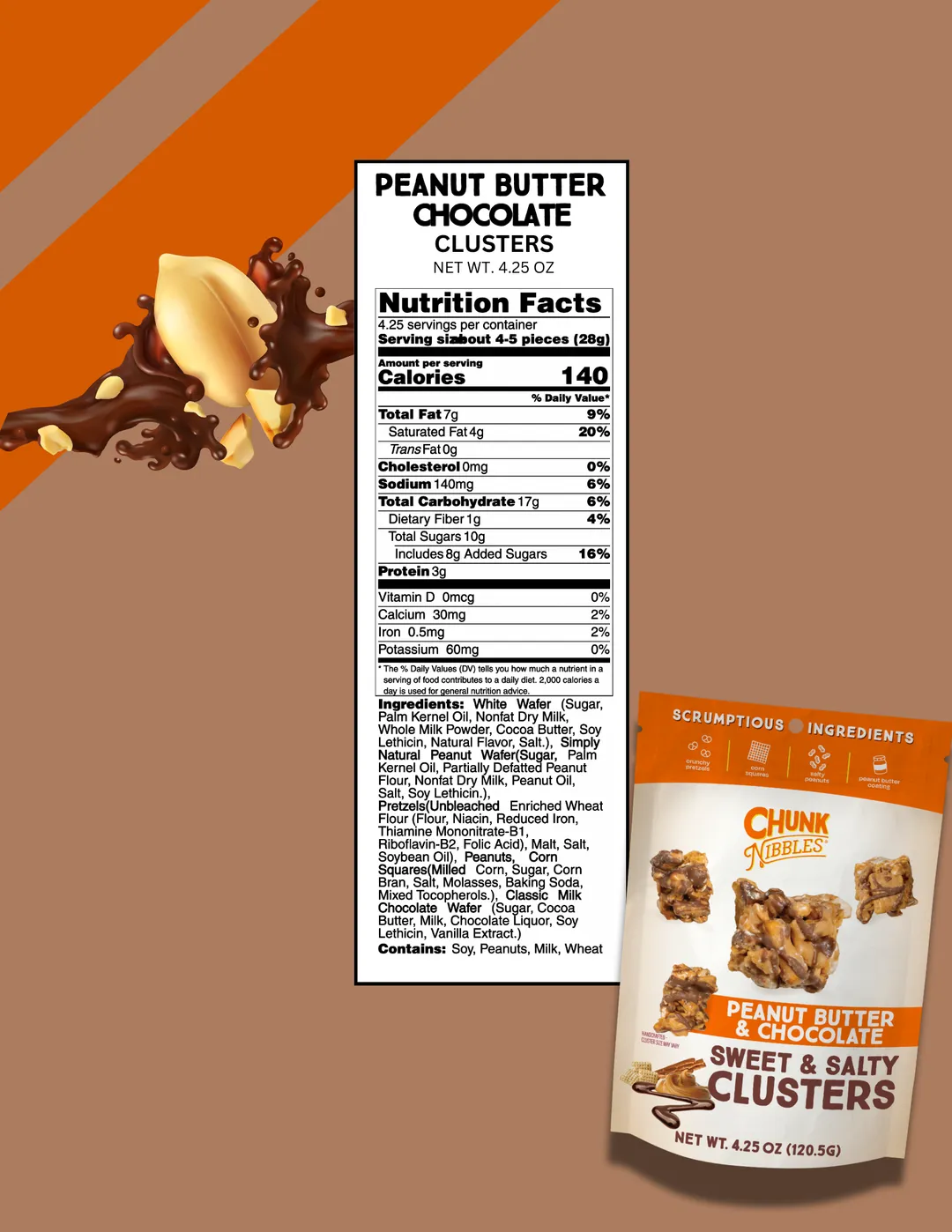 Mixed 4 Flavor Case Chunk Nibbles 4.25oz Pouch