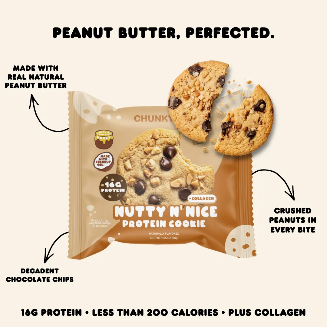 Nutty N' Nice Peanut Butter Chocolate Chip Protein Cookies | Box of 10