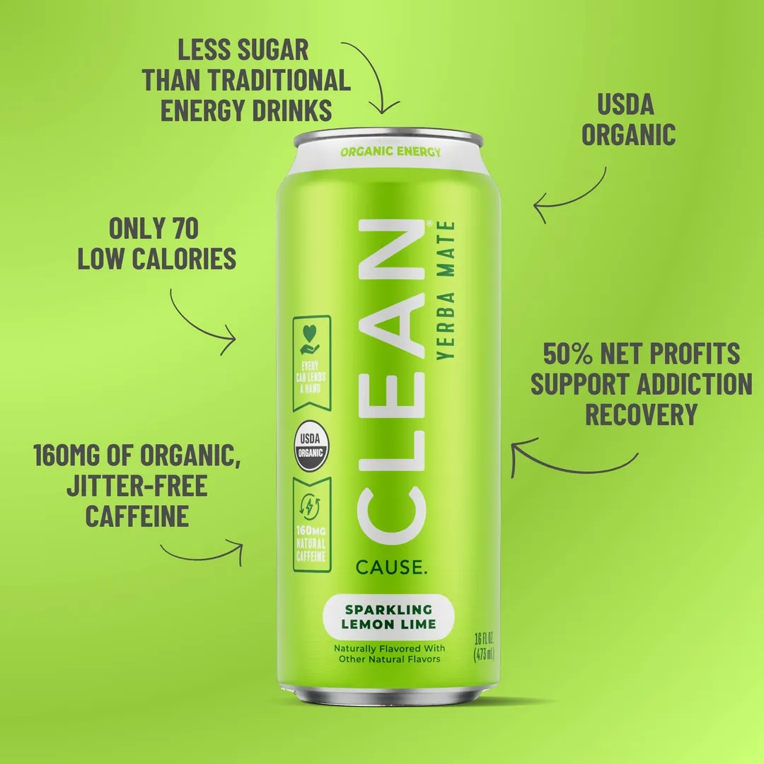Organic Lemon Lime Sparkling Yerba Mate Tea – 12-pack Cans