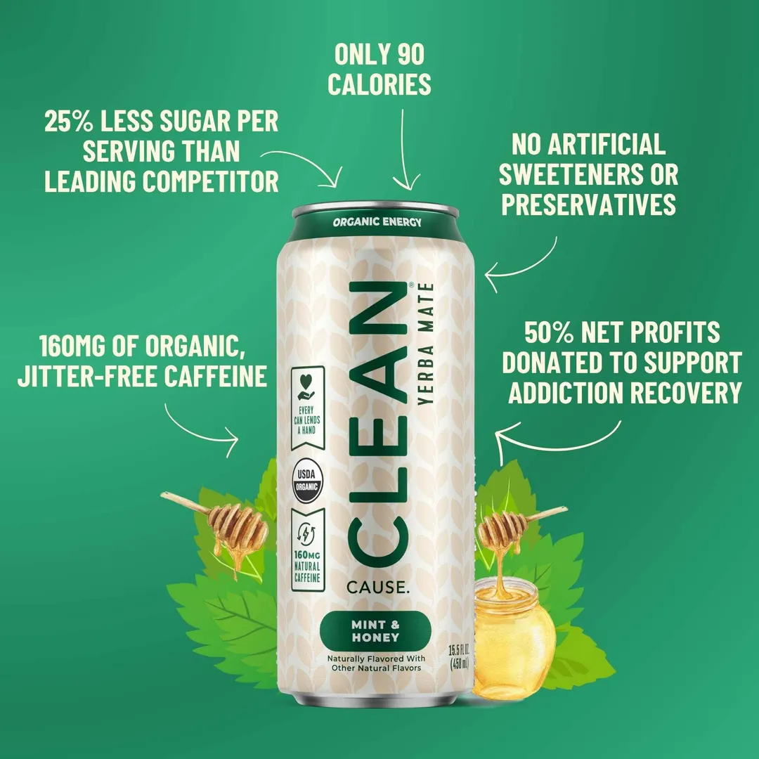 Organic Mint & Honey Non-Carbonated Yerba Mate Tea - 12-pack