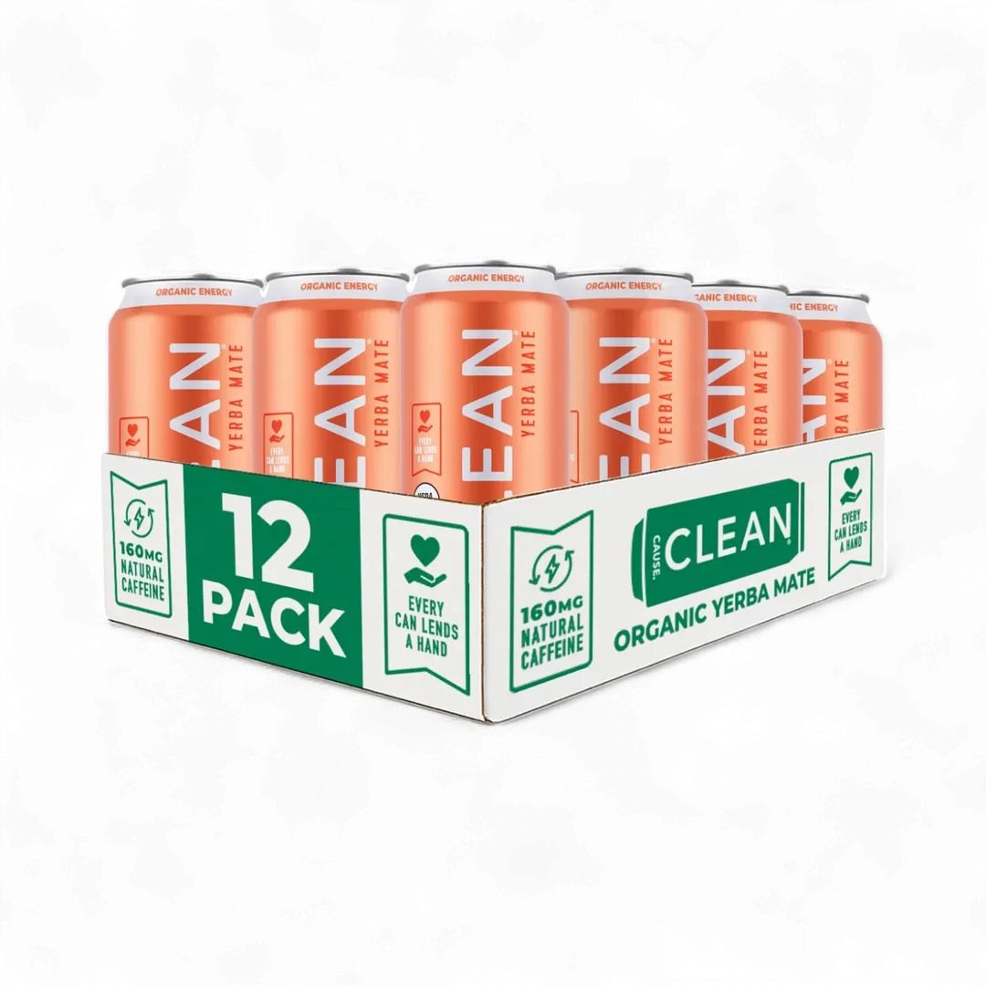 Organic Peach Sparkling Yerba Mate Energy Tea – 12-pack Cans