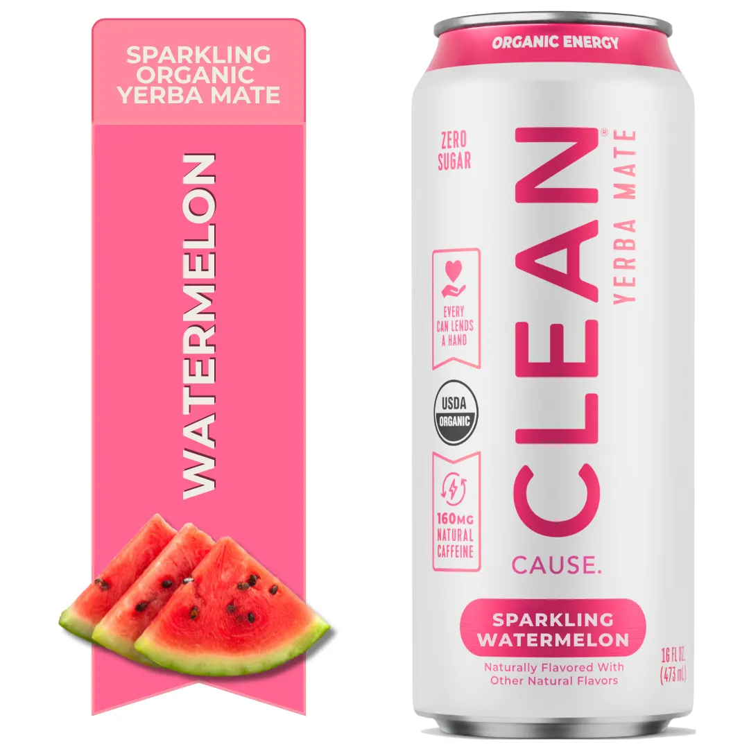 Organic Watermelon Zero Calorie Yerba Mate Tea- 12-pack Cans