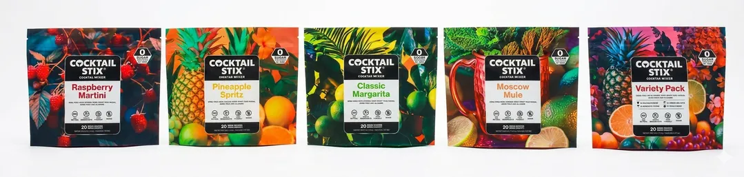 Cocktail Stix Zero Sugar Cocktail & Mocktail Drink Mixer - Skinny Mixes - Vegan - No Calories, No Carbs, No Sugar - Non-GMO - 20 Pack