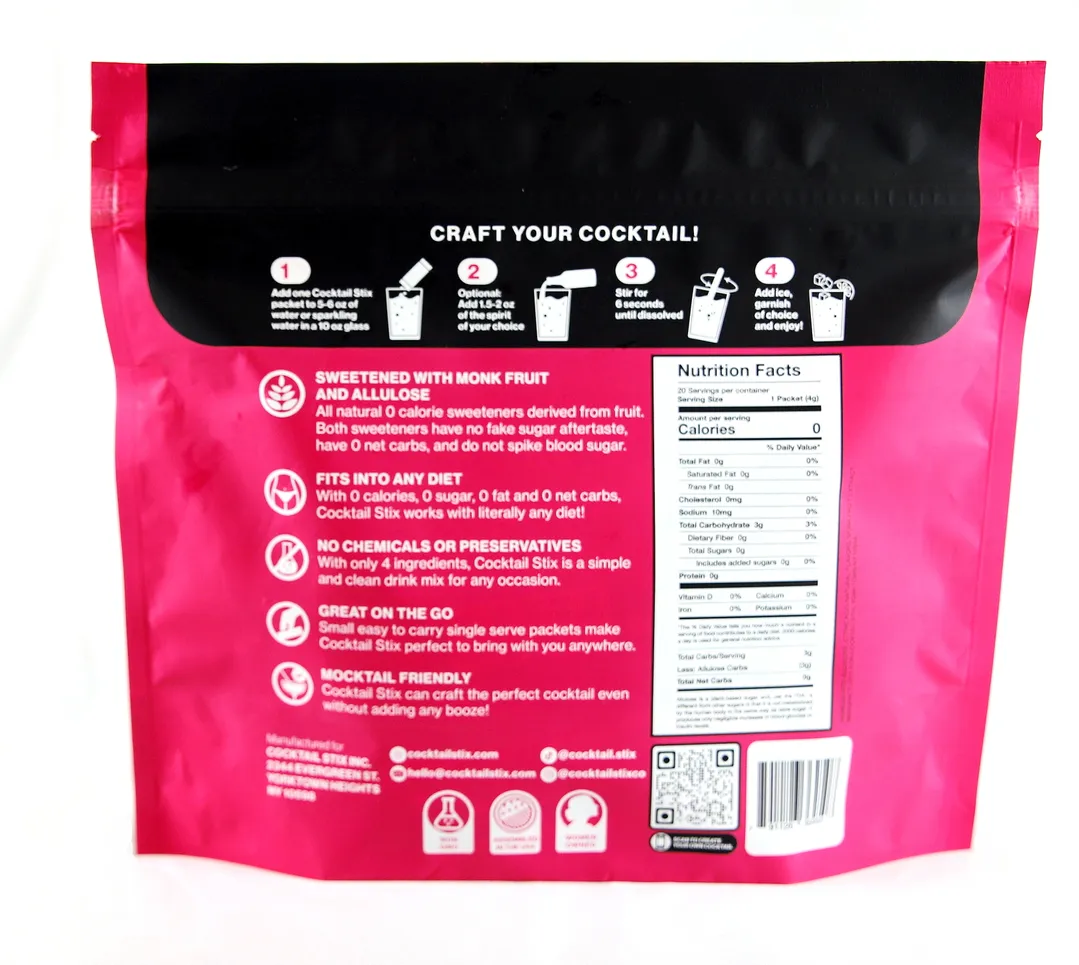 Cocktail Stix Zero Sugar Cocktail & Mocktail Drink Mixer - Skinny Mixes - Vegan - No Calories, No Carbs, No Sugar - Non-GMO - 20 Pack