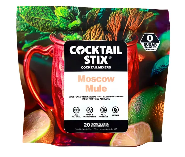 Cocktail Stix Zero Sugar Cocktail & Mocktail Drink Mixer - Skinny Mixes - Vegan - No Calories, No Carbs, No Sugar - Non-GMO - 20 Pack