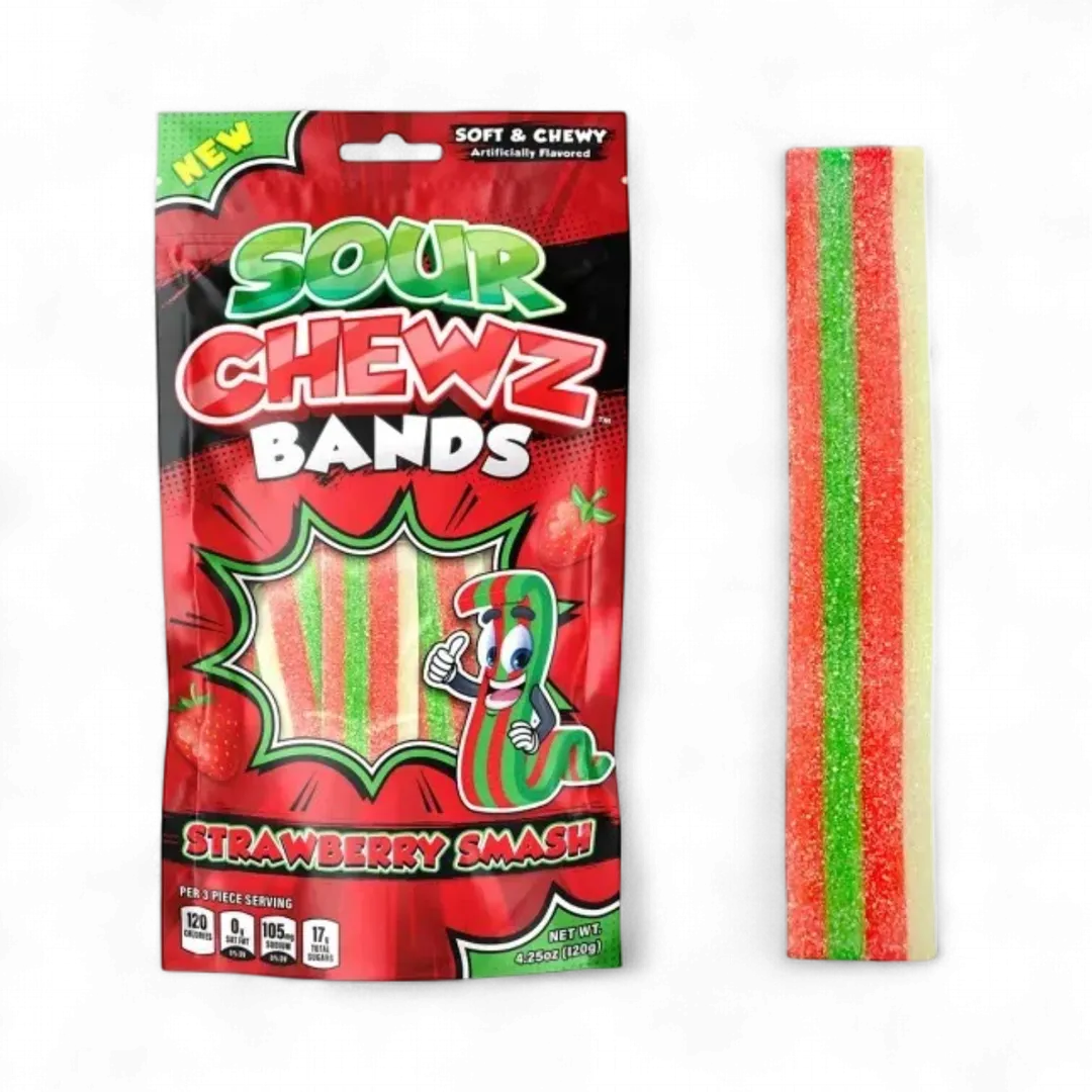 Sour Chewz Bands Strawberry Smash Open Stock