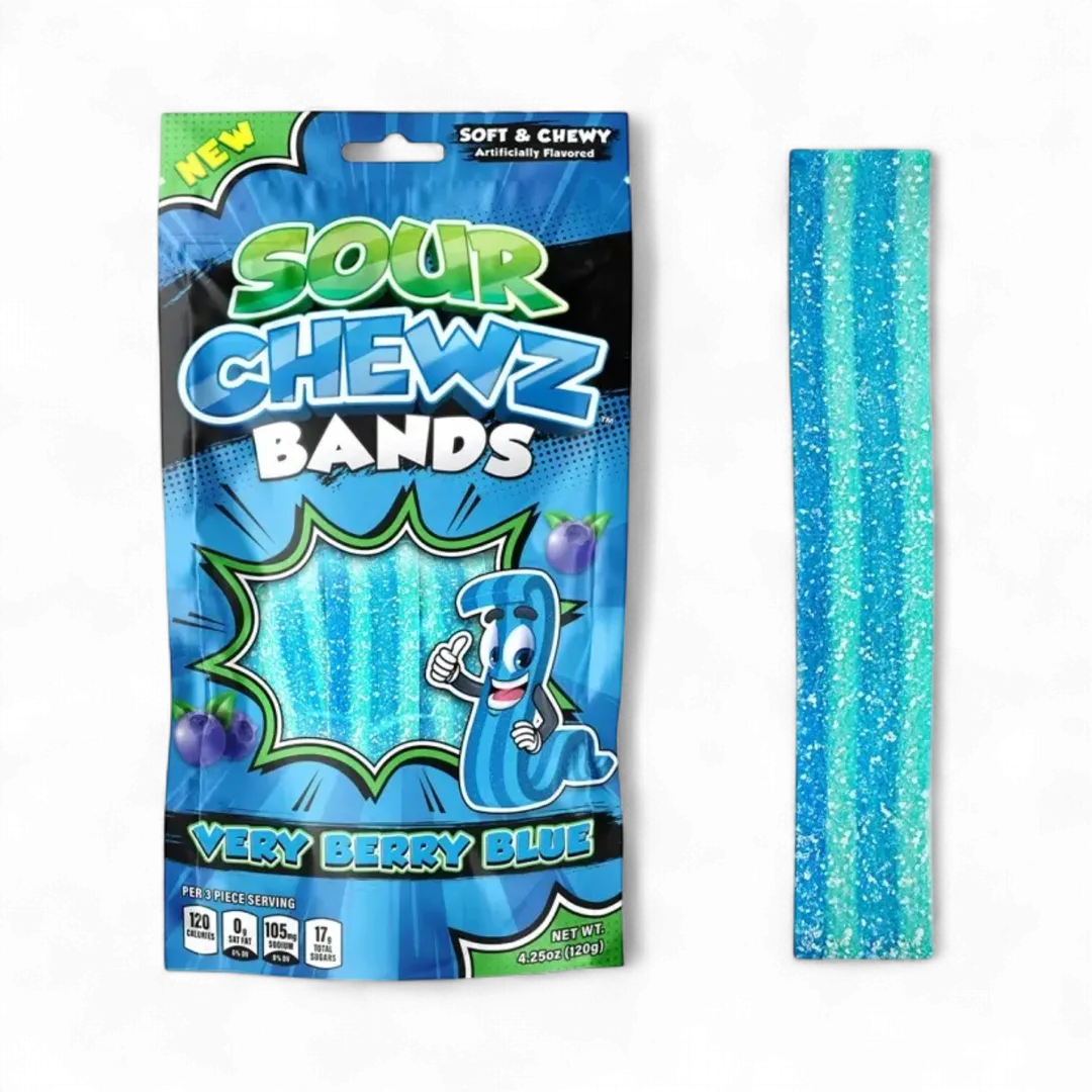 Sour Chewz Bands Very Berry Blue Open Stock