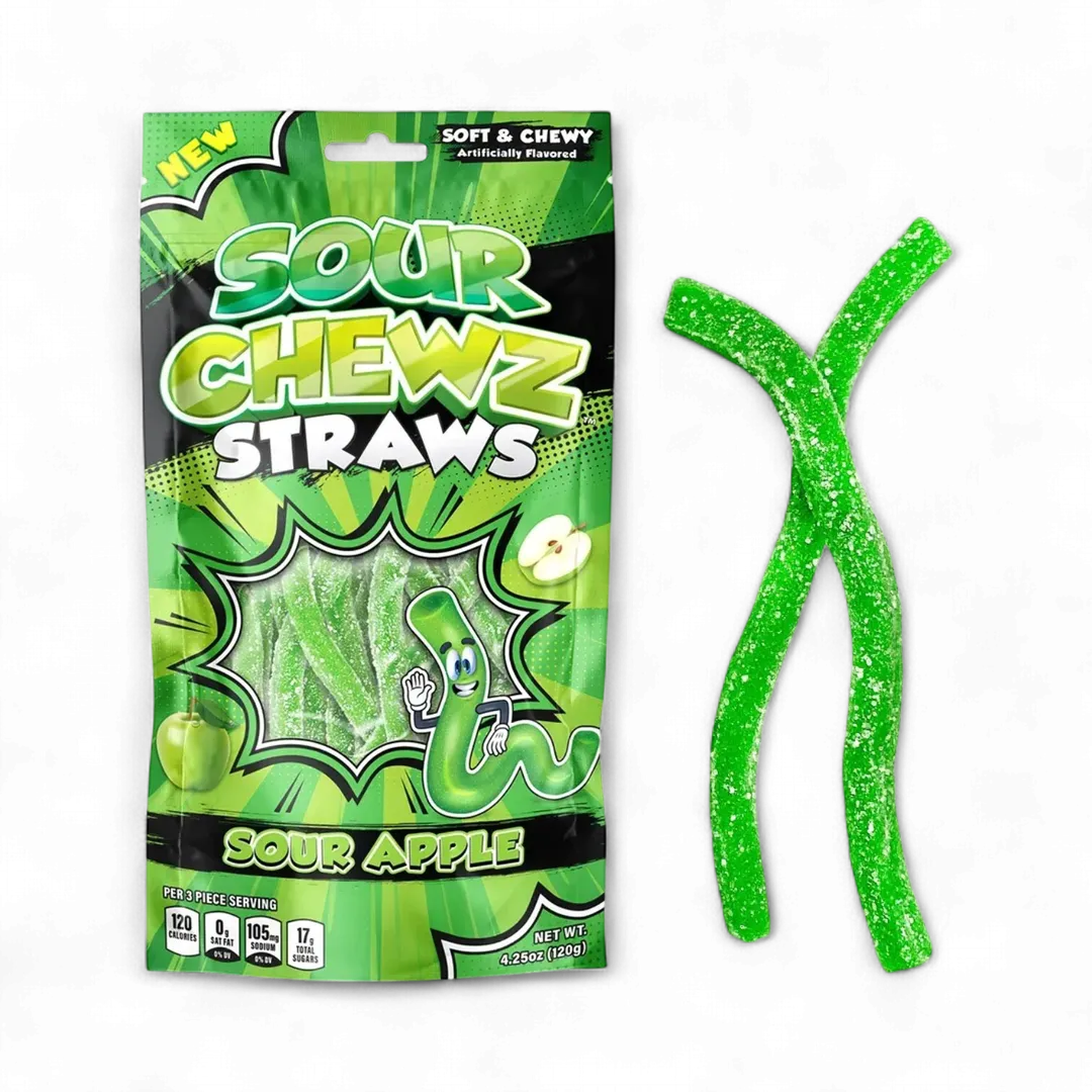 Sour Chewz Straws Sour Apple Open Stock