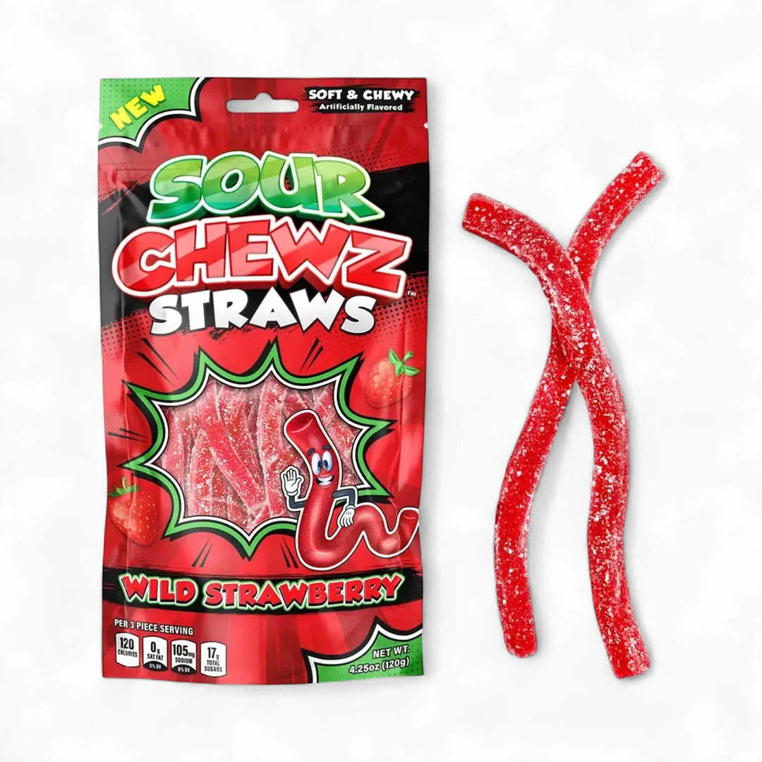 Sour Chewz Straws Wild Strawberry Open Stock