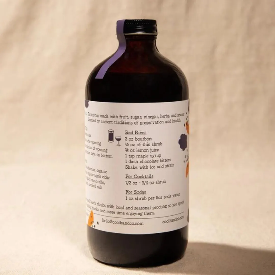 Blackberry Cacao Nib Orange Peel Shrub 17oz