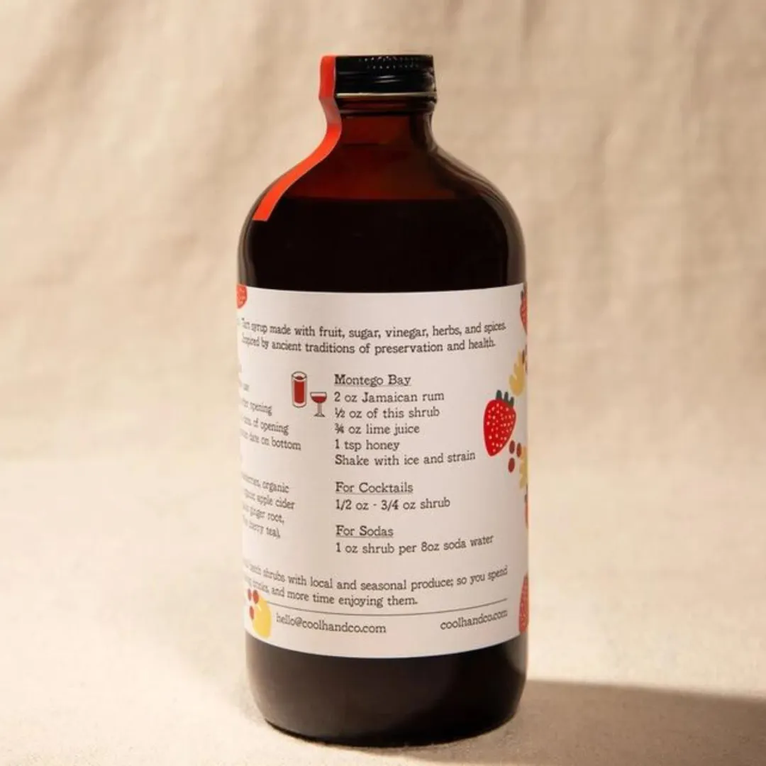 Strawberry Cascara Ginger Shrub 17oz