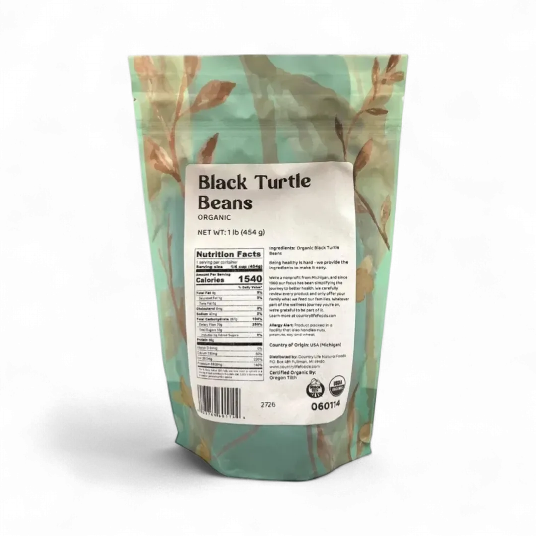 Black Turtle Beans, Organic (REDUCED PRICE! - Contains splits1# and 5# only)