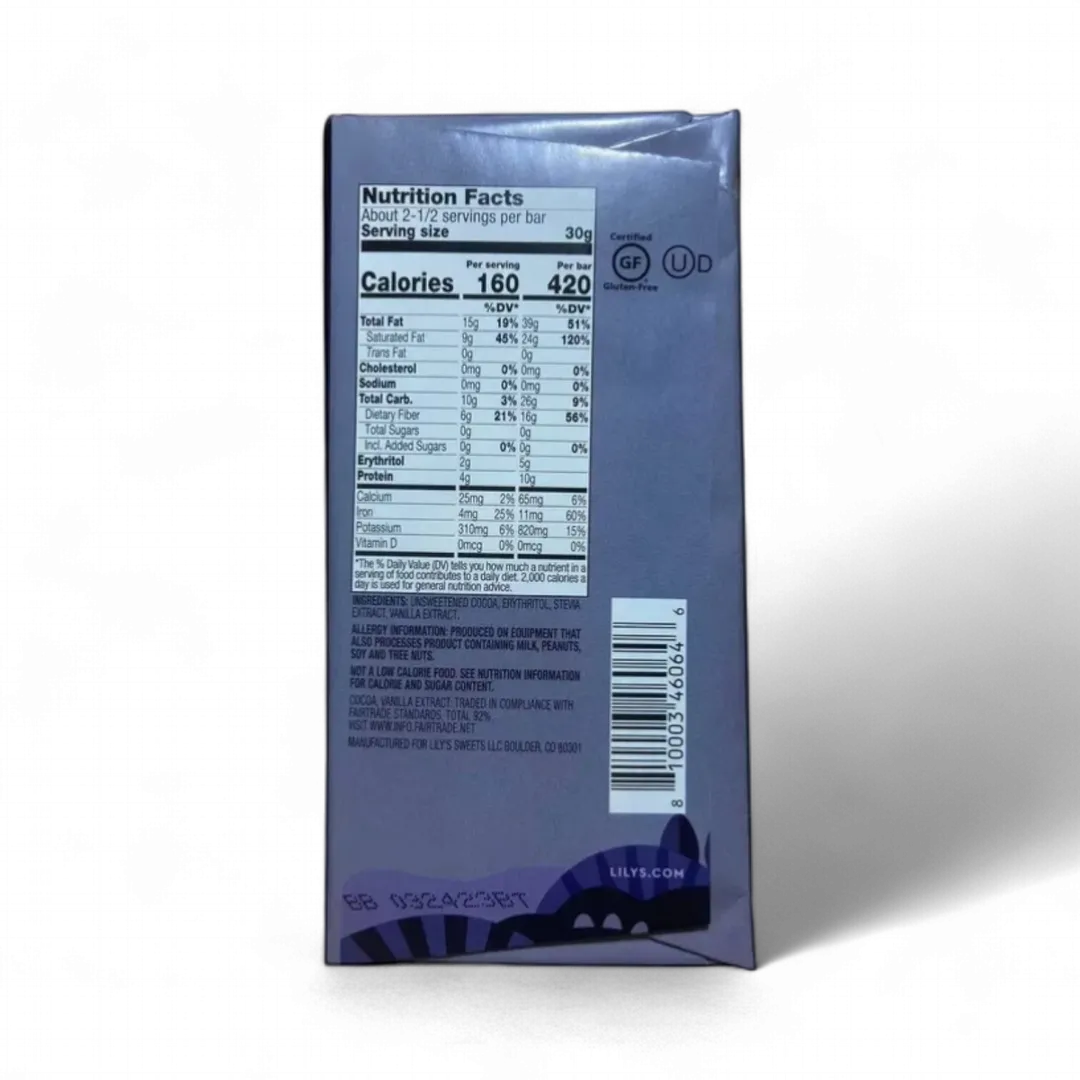 Chocolate Bars, Dark, Stevia Sweetened, Lily's