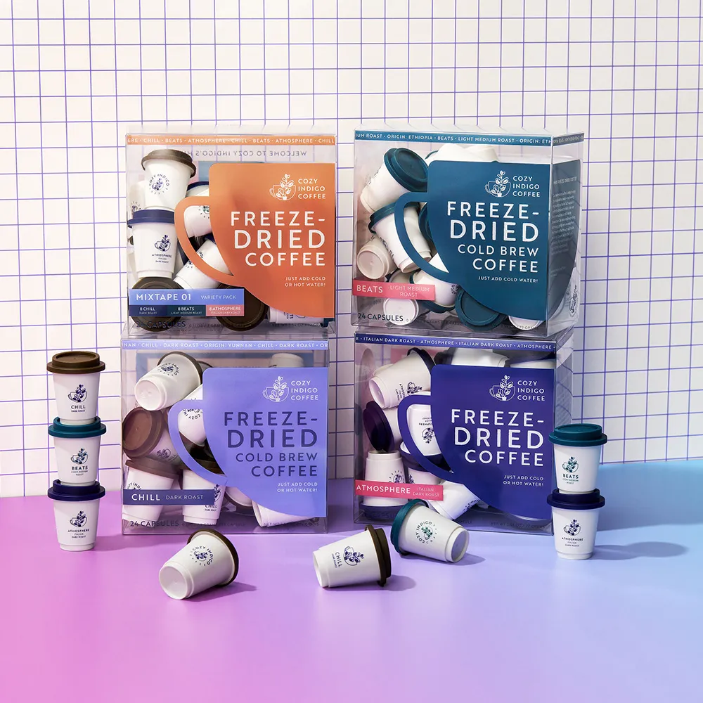 Cozy Indigo Coffee Freeze-Dried Coffee, 24 capsules (3 grams each)