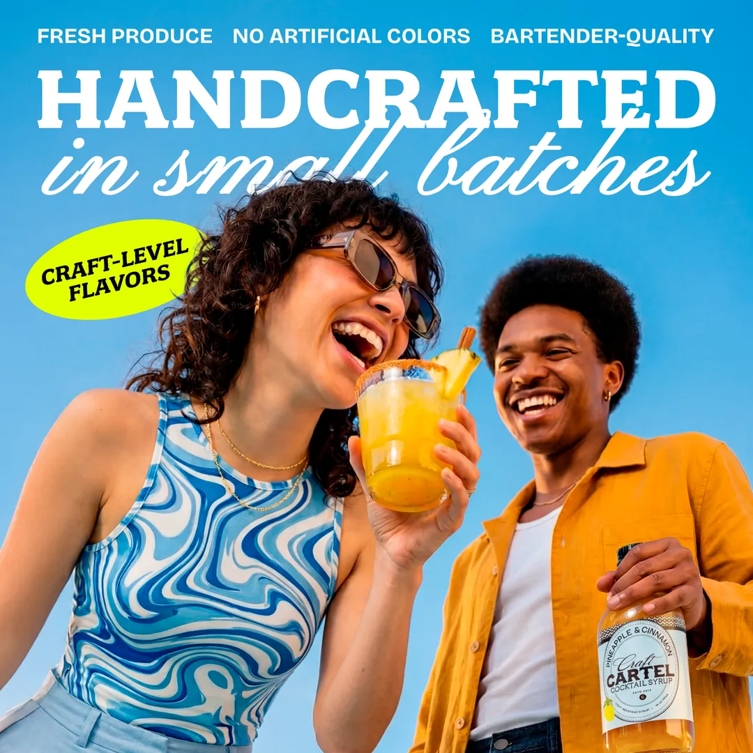 Craft Cartel Pineapple & Cinnamon Cocktail Syrup Mixer | 16oz | Craft Cocktail & Mocktail Mix