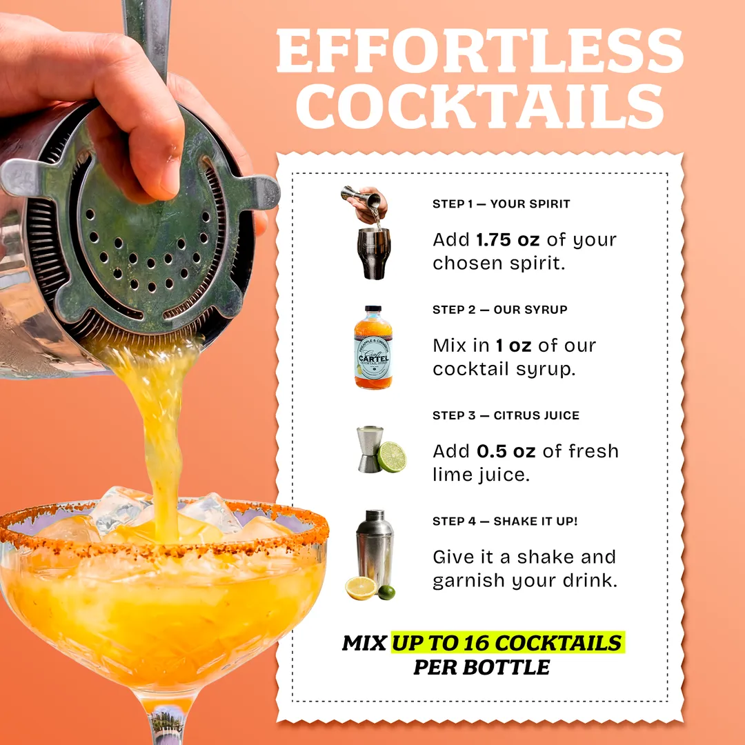 Craft Cartel Pineapple & Cinnamon Cocktail Syrup Mixer | 16oz | Craft Cocktail & Mocktail Mix