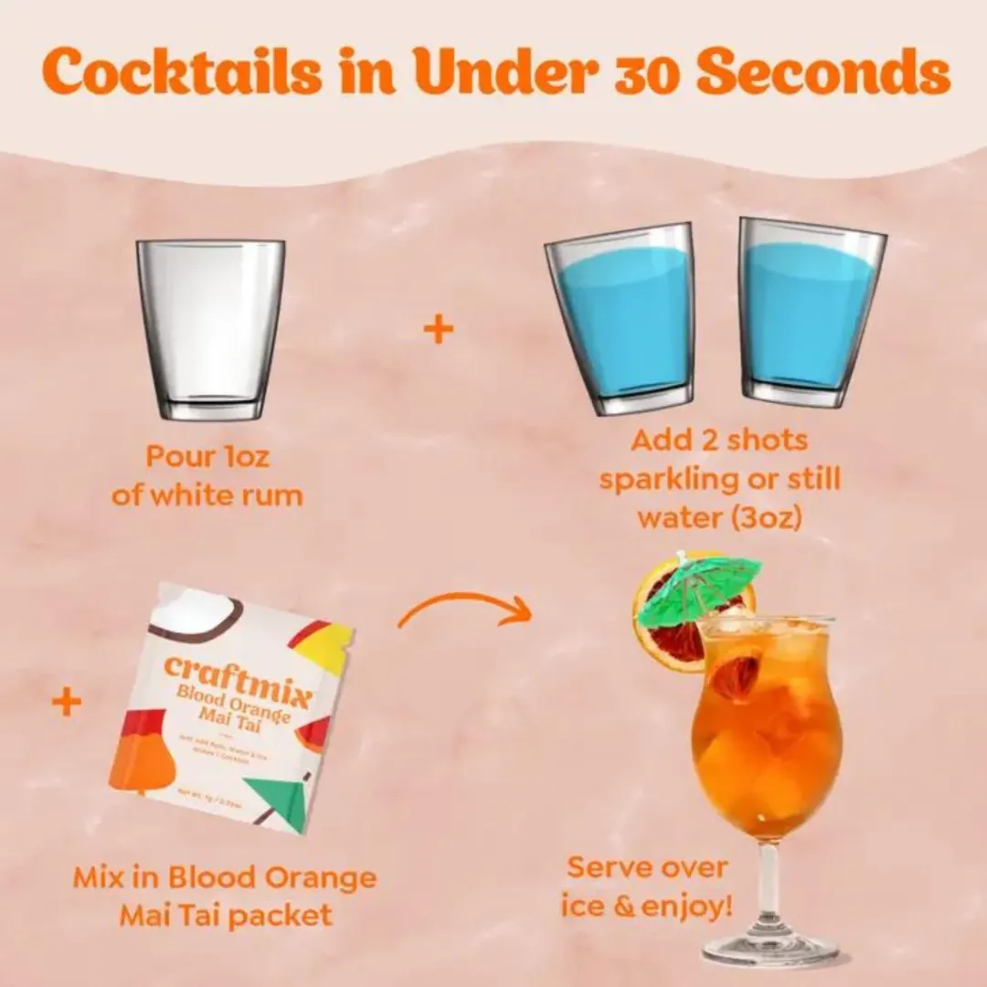 Blood Orange Mai Tai Cocktail / Mocktail Mixer - 24ct Caddy